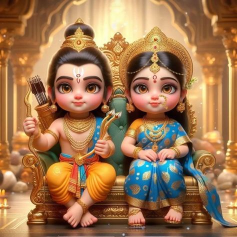 Shree Ram And Sita, Shri Ram Sita, Cute Ram, Ram And Sita, Ram Sita Image, Ram Sita Photo, Jai Shri Ram, Ram Sita, Images Cartoon