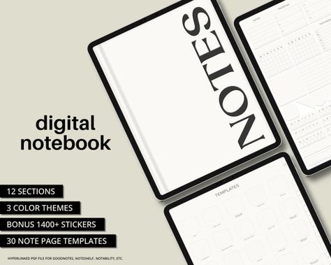 Digital Notes Template, Notebook Paper Printable, Free Digital Notebook, Subject Dividers, College Notebook, Note Templates, Ipad Essentials, Study Planner Printable, Digital Notes