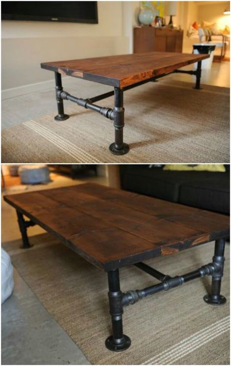 Industrial Plumbing Industrial Interior Design, Vintage Industrial Furniture, Industrial Furniture Table, Industrial Pipe Furniture, Industrial Home Design, Pipe Decor, Hemma Diy, Pipe Furniture, Industrial Coffee Table