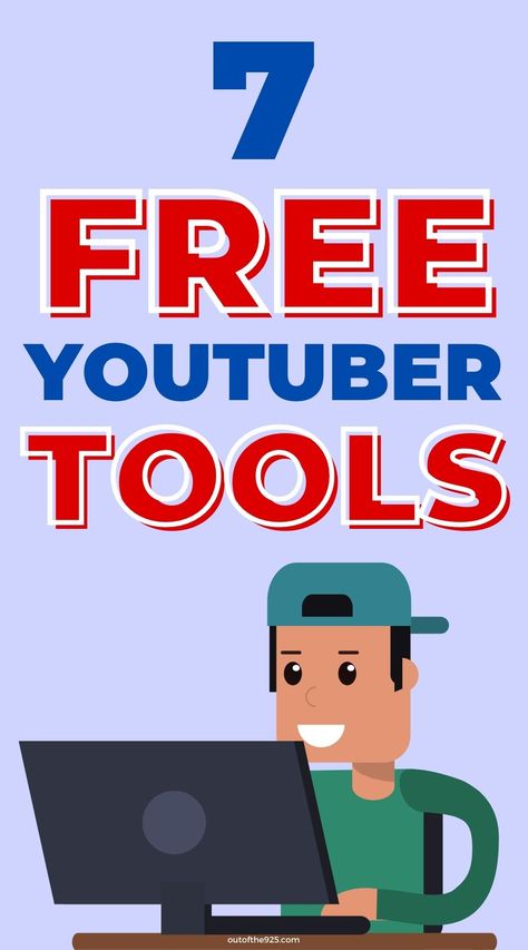 7 free Youtuber Tools with a man behind a computer. How To Grow Youtube Channel, Youtuber Tips, Youtube Tools, Grow Youtube Channel, Branding Video, Grow Youtube, Faceless Youtube, Youtube Secrets, Youtube Growth