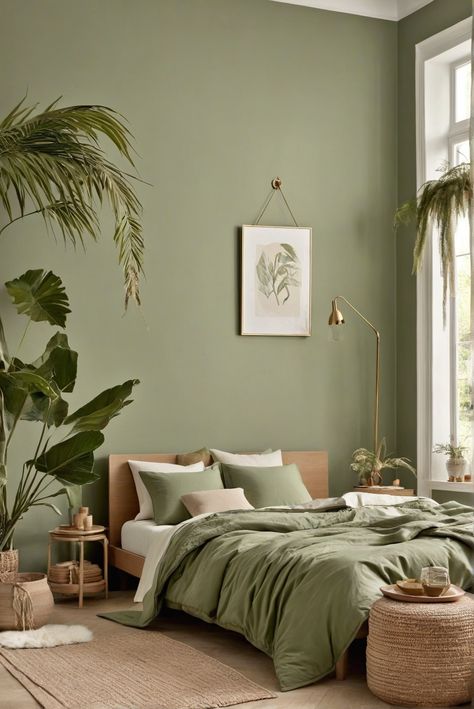 Sage Green, Style Trends, Undertones, Warmth Sage Green Bedroom Ideas Accent Colors, Interior Trends 2024, Sage Green Accent Wall Bedroom, Sage Green Interior Design, Sage Green And Cream Bedroom, Sage Green Room Decor, Sage Green Interior, Sage Green Style, Grey Green Bedrooms