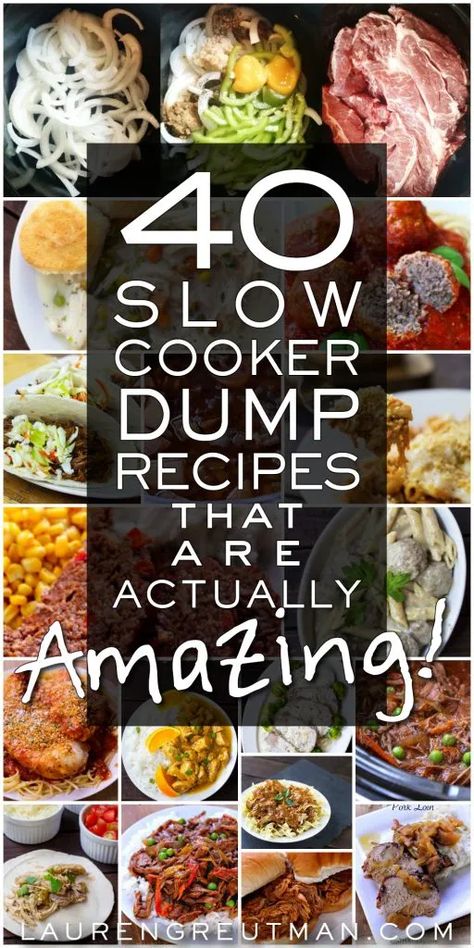 Dump Recipes: Over 40 Slow cooker dump recipes that are amazing! Slow Cooker Dump Recipes, Dump And Go Crockpot Recipes, Easy Dump And Go Crockpot, Easy Crockpot Dump Meals, Slow Cooker Dump Meals, Dump And Go Crockpot, Slow Cooker Dump, Crockpot Recipes Healthy, Crockpot Dump Recipes