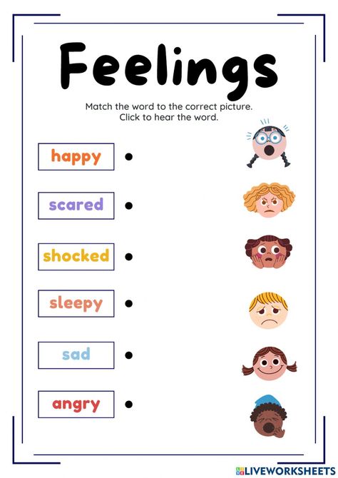 Emotion Worksheets For Preschool, My Feelings Worksheet Preschool, Emotions Worksheets For Kindergarten, English Worksheets For Nursery Kids, Feelings Worksheet Kindergarten, Feelings Worksheet Preschool, Feeling Activities For Preschool, Emotions Worksheet Preschool, English For Preschoolers