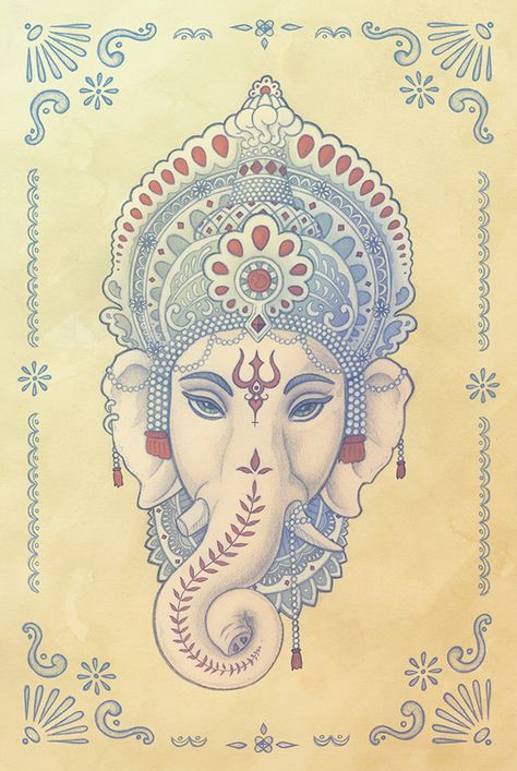 Arte Ganesha, Ganesh Tattoo, Arte Yoga, Ganesha Tattoo, Lord Ganesha Paintings, Ganesh Art, Hinduism Art, Tanjore Painting, Ganesha Art