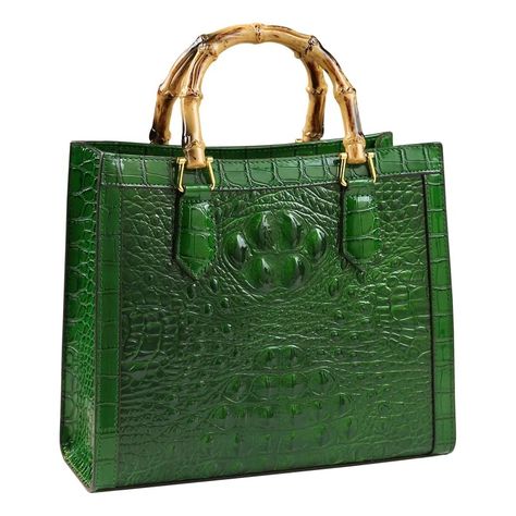 PRICES MAY VARY. Material: Genuine leather Size:length 26cmX width 10cmX height 22cm Style: shoulder messenger bag crossbody bag handbags for women Structure: main bag, zipper bag, mobile phone bag Bamboo handle Crocodile Pattern bag Wooden handle bag Fancy Handbags, Wooden Handle Bag, Green Clothing, Bamboo Top, Kelly Bag, Crocodile Pattern, Top Handle Handbags, Mobile Phone Bag, Bamboo Handles