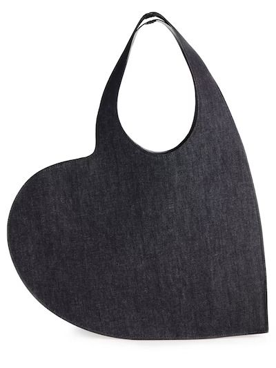 Discover great products at the best prices at Dealmoon. Denim heart tote bag. Price:$432.00 at LUISAVIAROMA Coperni Heart Bag Outfit, Unique Tote Bag Design, Structural Fashion, Heart Shaped Bag, Unique Tote Bag, Woven Bags, Shoulder Bags Pattern, Denim Shoulder Bags, Bag Designs