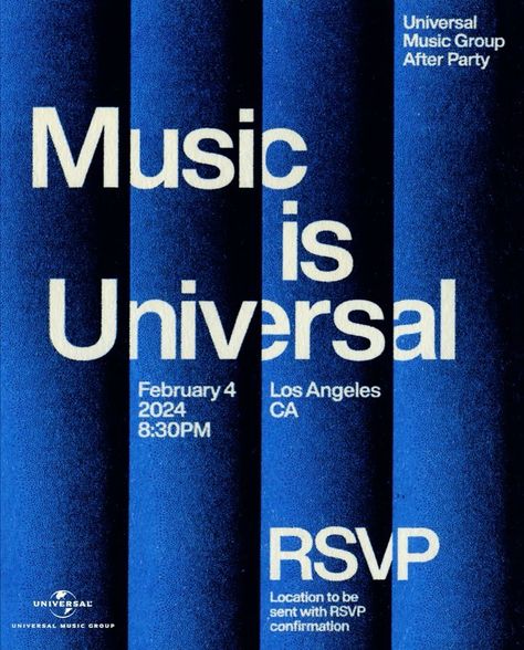 So excited to share my invite design & logo for @universalmusicgroup afterparty – Music Is Universal 💙 Thank you @connorkrill for the AD! … | Instagram Instagram Ads Design, Invite Design, Commercial Ads, Universal Music Group, February 7, Instagram Ads, Music Is, Ad Design, Design Logo