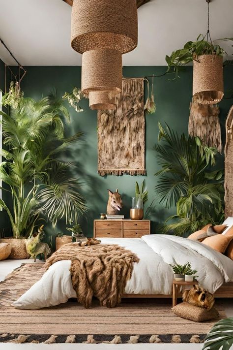 21 Modern Boho Jungle Themed Bedroom Ideas Jungle Room Decor Kids, Jungle Bedroom Ideas, Boho Jungle Bedroom, Jungle Bedroom Theme, Jungle Theme Rooms, Jungle Room Decor, Themed Bedroom Ideas, Jungle Themed Bedroom, Boho Jungle