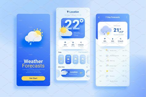 3d weather forecast ui app design by TotallypicRF on @creativemarket 3d Still Life, Ui App Design, Weather App, Todays Weather, App Ui Design, Adobe Xd, Weather Forecast, App Ui, Mother And Baby