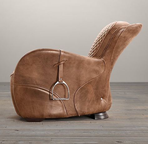 This is COOL! Equestrian Saddle Chair - from Petagadget Equestrian Bedroom, Equestrian Style Decor, Equestrian Saddle, Chairs Repurposed, Saddle Chair, Equestrian Aesthetic, Unusual Furniture, Scandinavian Dining, Equestrian Decor