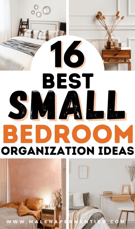 The Best Small Bedroom Organization Ideas for The Cutest Space Organization Ideas For Small Bedrooms, Small Bedroom Organization Ideas, Tiny Bedroom Storage, Organizing Small Spaces Bedroom, Small Room Storage, Small Bedroom Layout Ideas, Small Bedroom Hacks, Small Teen Bedroom, Small Girls Bedrooms