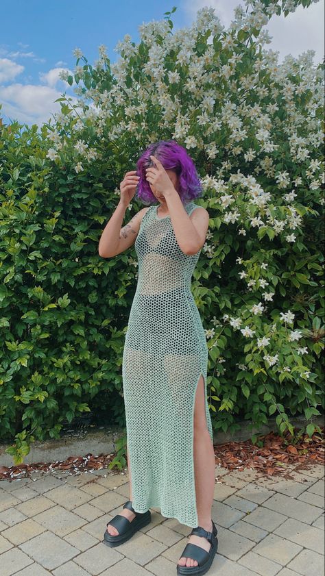 Crochet Romper Pattern Womens, Crochet Women, Beach Crochet, Mode Crochet, Dress Patterns Free, Crochet Design Pattern, Crochet Maxi, Mesh Maxi Dress, Crochet Inspo