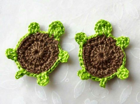 Crochet Turtle Pattern, Turtle Crafts, Crochet Applique Patterns Free, Crochet Earrings Pattern, Crochet Turtle, Turtle Pattern, Haken Baby, Chale Crochet, Applique Pattern