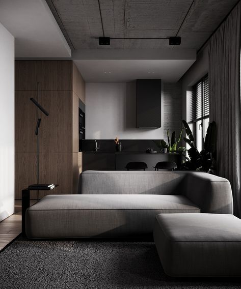 Dark Modern Interior, Interior Minimal, Dark Modern, Apartment View, Minimal Interior Design, Black Interior Design, Apartment Aesthetic, Dark Interiors, Interior Modern