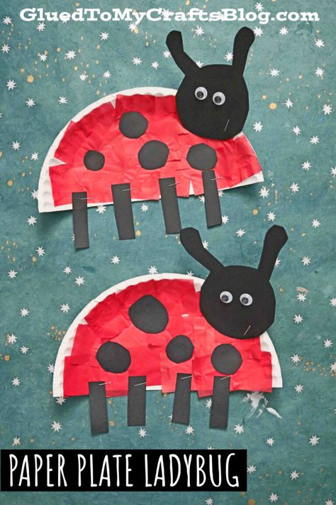 Paper Plate Ladybug - Kid Craft Idea For Spring Creepy Crawlies Craft For Kids, Paper Plate Ladybug, Preschool Bugs Crafts, Insects Crafts, Big Crafts, Ladybugs Preschool, Insects Theme Preschool, Ladybug Craft, Ant Crafts