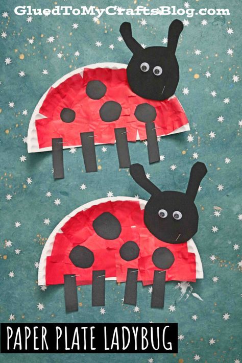 Paper Plate Ladybug - Kid Craft Idea For Spring Creepy Crawlies Craft For Kids, Paper Plate Ladybug, Insects Crafts, Big Crafts, Ladybugs Preschool, Ladybug Craft, Spring Crafts Preschool, Prek Crafts, Insects Preschool