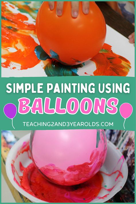 If you are looking for an easy preschool painting activity, try painting with balloons. We decided to try this at the easel for a fun vertical art experience! #art #painting #balloons #easel #preschool #teaching2and3yearolds Painting With Balloons, Painting Balloons, Preschool Painting, Vertical Art, Class Art Projects, Toddler Painting, Montessori Art, Easel Painting, Balloon Painting