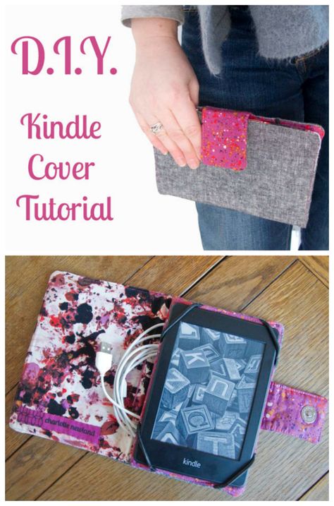 Kindle or Tablet Cover FREE sewing pattern. If you have a Kindle Paperwhite or a tablet and you want to make your own holder or cover then here we have a great FREE pattern and tutorial. This holder was designed to fit a Kindle Paperwhite (6 5/8" by 4 5/8") but can be adapted for other tablets/readers. Just measure your device and adjust the dimensions as necessary. #SewModernBags #SewingForFree #FreeSewingPattern #SewAKindleCover #SewATabletCover Fabric Kindle Cover Free Pattern, Tablet Carrying Case Sewing Patterns, Ipad Covers Diy Free Pattern, Tablet Case Diy Free Pattern, Sew Kindle Cover, Quilted Ipad Cover Free Pattern, Tablet Case Sewing Pattern, Tablet Covers To Make, Kindle Case Diy Free Pattern