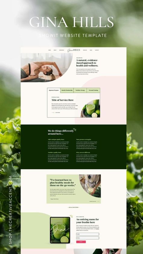 Green And White Website Design, Blue Green Website Design, Website Design Wellness, Health Website Design Inspiration, Calming Website Design, Health And Wellness Website Design, Green Website Design Inspiration, Website Design Coaching, Med Spa Website