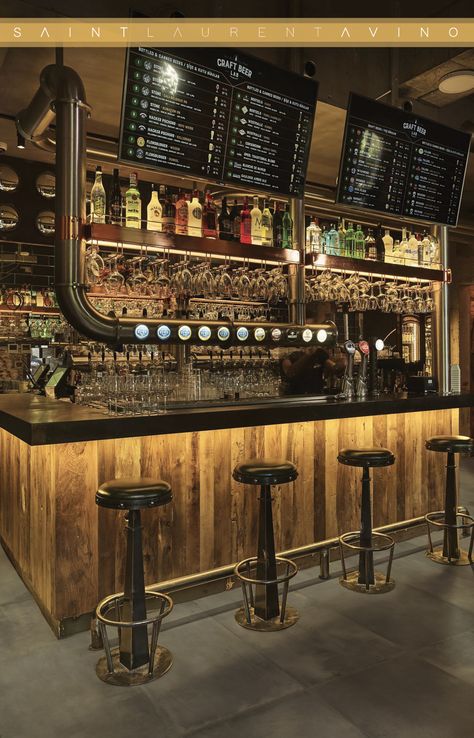 Mountain Bar Design, Trendy Bar Design, Country Bar Design, Commercial Bar Ideas, Cool Bars Designs, Wood Bar Design, Bar Ideas For Restaurants, Commercial Bar Design Ideas, Sports Bar Interior