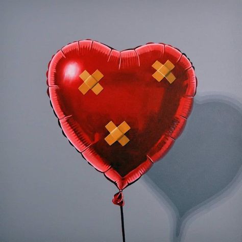 Peter Slade | ACRYLIC | Heart Balloon 3 Heart Balloon Painting, Heart Shaped Canvas Painting, Valentines Painting Ideas Canvases, Ballon Painting, Valentines Flash, Ballon Drawing, Valentine Poster, Anti Valentines, Balloon Painting