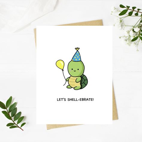 Cute Turtle Birthday Card, Punny, Funny, Congratulations, Celebration, Congrats, Celebrate, Love Punny Congratulations Card, Card Puns Birthday, Congrats Handmade Cards, Cute Birthday Pun Cards, Diy Punny Birthday Cards, Pun Bday Cards, How To Make Cute Birthday Cards, Happy Birthday Card Friend, Funny Cricut Birthday Cards