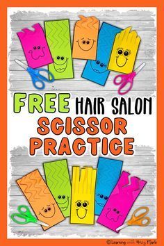 Kindergarten Scissor Lesson, Prek Center Activities, Preschool Open House Ideas Activities, Fine Motor For First Grade, Hair Salon Scissor Practice, Free Hair Salon Scissor Practice, Practice Using Scissors, Fine Motor Activities For Grade 1, Scissor Skills Kindergarten