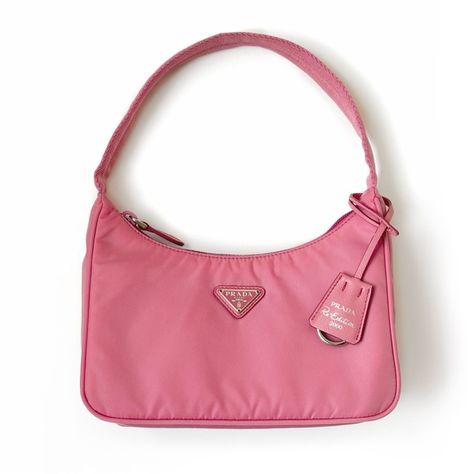 PRADA Nylon Re-Edition 2000 Tessuto Hobo Mini Bag in Begonia Pink Pink, Mini Bag, Prada Handbags, Handbags, Prada Nylon Re Edition, Prada Nylon, Prada