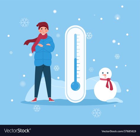 Meteorology, Cold Weather Illustration, Cold Cartoon, December Weather, Cartoon Vector, Exercise For Kids, Cartoon Character, Winter Season, Cartoon Characters