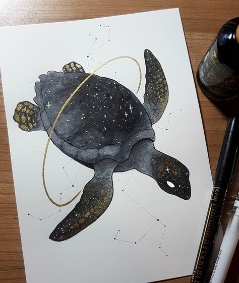 @Kinschi_Draws: #inktober Day 6! A starry Turtle #inktober2018 Space Turtle Tattoo, Space Turtle, Illustration Stars, Inktober Drawings, Turtle Illustration, Skin Packaging, Turtle Art, Cerave Moisturizing Cream, Galaxy Art