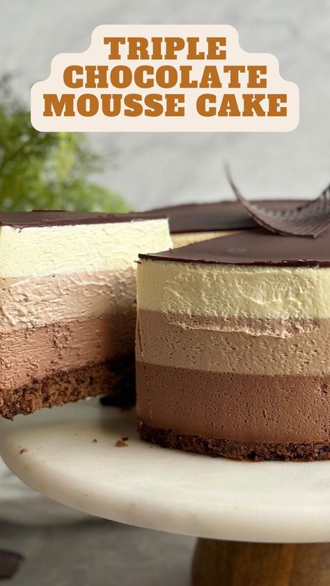 Chocolate Mouse Cake, Triple Chocolate Mousse, Triple Chocolate Mousse Cake, Mousse Cake Recipe, Lunch Ideas Healthy, Dinner Ideas Easy, Family Dinner Ideas, Postre Keto, Easy Lunch Ideas