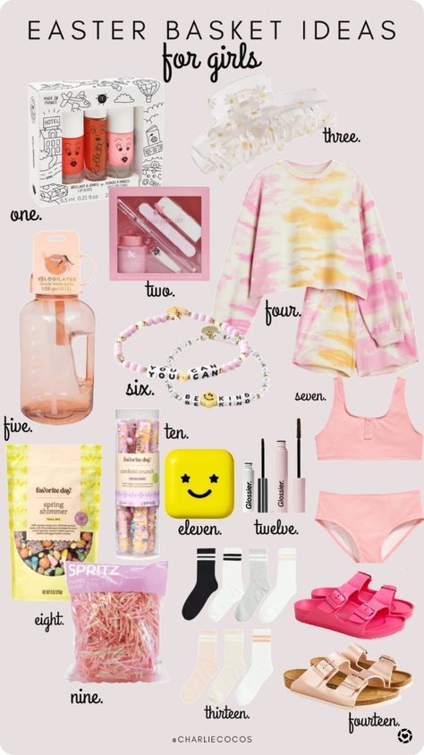 Easter basket ideas for tween girls. Tween easter basket Tween easter gift ideas. Follow me in the @LTK shopping app to shop this post and get my exclusive app-only-content! #liketkit #LTKkids #LTKSeasonal @shop.ltk https://liketk.it/45rlb Sister Easter Basket Ideas, Easter Basket For Pre Teen Girl, Diy Easter Baskets For Teens, Bunny Basket Ideas For Teens, Easter Beach Basket Ideas, Easter Basket Checklist, Easter Beach Ideas, Easter Basket Ideas For 11 Year Girl, Teen Girl Basket Ideas