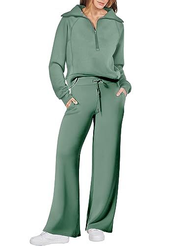 Limited-time deal: ANRABESS Women 2 Piece Outfits Sweatsuit Set 2023 Fall Oversized Half Zip Sweatshirt Wide Leg Sweatpant Lounge Set Tracksuit Dirndl, Comfortable Loungewear, Sweatsuit Set, Womens Dress Suits, Blouse Pants, Half Zip Sweatshirt, Active Wear Outfits, 2 Piece Outfits, Zip Sweatshirt