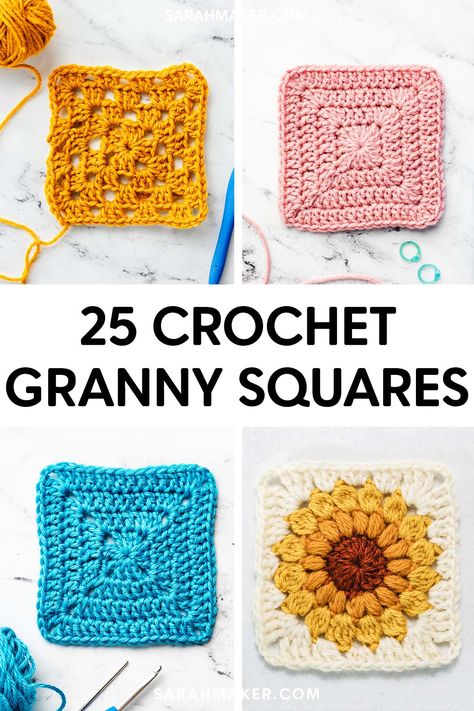 Granny Square Haken, Crochet Granny Squares, Granny Square Crochet Patterns, Granny Square Crochet Patterns Free, Crochet Mignon, Crochet Blanket Designs, Blanket Ideas, Crochet Design Pattern, Beginner Crochet Projects