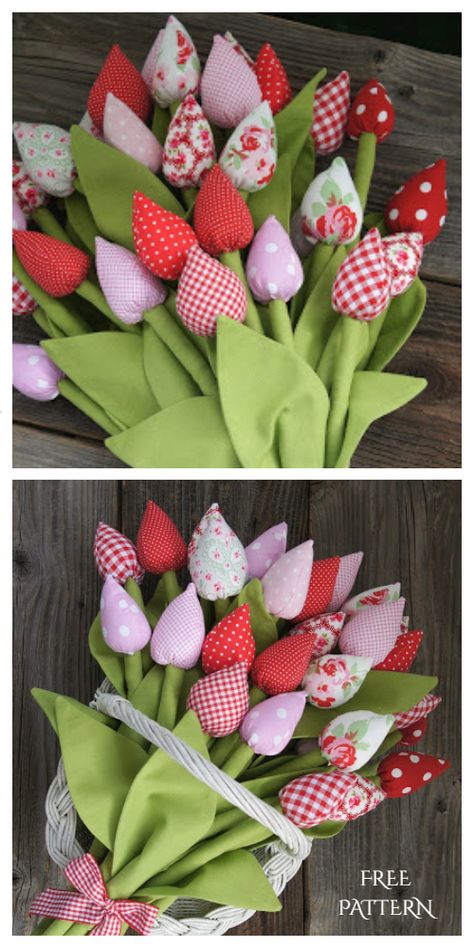 DIY Fabric Tulip Flower Free Sewing Patterns + Video | Fabric Art DIY Fabric Flowers Diy Easy, Easter Sewing Crafts, Spring Sewing, Making Fabric Flowers, Easter Fabric, Handmade Flowers Fabric, Spring Crafts For Kids, Cloth Flowers, Fabric Flowers Diy