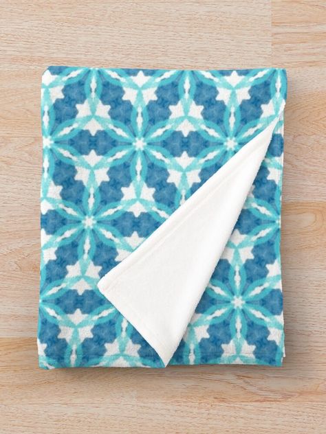 "Turquoise Blue Watercolor Collection Pattern No.3" Throw Blanket for Sale by QuestingPixel Modern Pattern Geometric, Watercolor Collection, Mid Century Modern Patterns, Bedroom Accessories, Blankets For Sale, Blue Watercolor, Turquoise Blue, Pillow Shams, Geometric Pattern