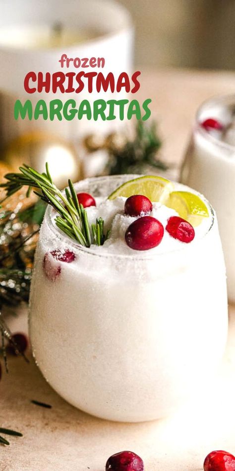 The most wonderful time of the year just got even better with these easy Frozen Christmas Margaritas! Treat yourself to a cool and refreshing coconut lime cocktail this holiday season… More Holiday Frozen Drinks, Margaritas, Christmas Frozen Margarita, Frozen Holiday Drinks, Christmas Frozen Drinks, Frozen Christmas Cocktails, Frozen Christmas Drinks, Frozen Margarita Recipes, Christmas Margaritas