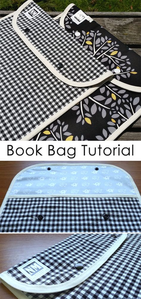 Tela, Couture, Patchwork, Book Bag Sewing Pattern Free, Diy Book Bag Pattern, Book Case Sewing Pattern, Book Bag Patterns To Sew, How To Make A Book Bag, Sew Book Bag