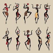 Dance Illustration, Dark Skin Tattoo, Dance Tattoo, Colorful Animal Paintings, Living Sculpture, Dancing Woman, Afrofuturism Art, African Tattoo, African Dance