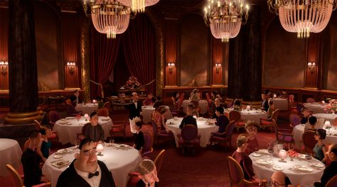 Gusteau’s Restaurant, Concept Art ~ Ratatouille (2007) Restaurant Concept Art, Ratatouille Restaurant, Gusteau Ratatouille, Ratatouille Movie, Ratatouille 2007, Ratatouille Disney, Pixar Animation Studios, Pixar Animation, Disney Rooms