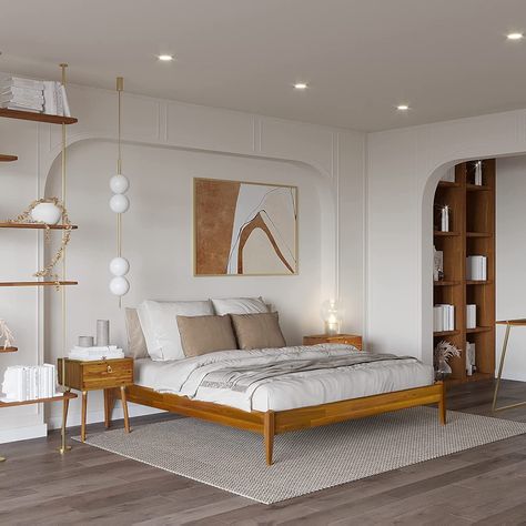 A basic simple solid wood king & queen bed frame design with natural grain wood that is ideal for most bedroom themes. Platform Bed Without Headboard, Bed Frame Without Headboard, Mid Century Bed Frame, Bed Without Headboard, Mid Century Bed, Mid Century Modern Bed, Modern Bed Frame, Wood Platform Bed Frame, Wooden Platform Bed