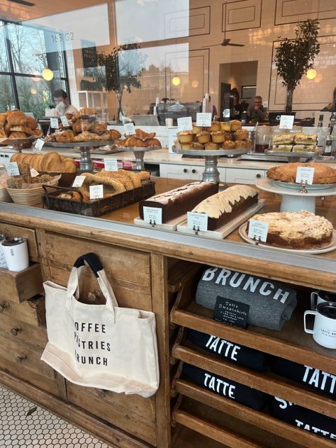 tatte bakery, coffee Coffee Shop Baking Ideas, Bakery Aesthetic Modern, Rustic Cafe Decor Coffee Shop, Village Bakery Aesthetic, Coffee Shop Food Ideas Simple, Farm Bakery Ideas, Neutral Bakery Aesthetic, Coffeeshop Food Ideas, Bakery Coffee Shop Aesthetic