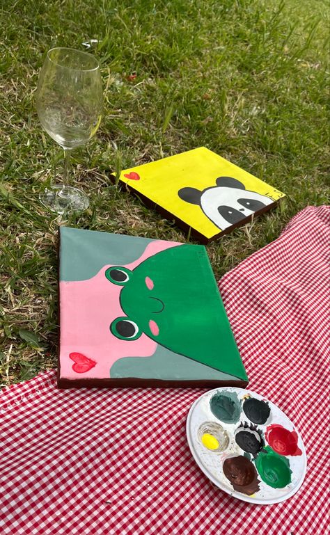 Idea picnic Birthday Picnic Painting, Paint Picnic Ideas, Paint Date With Friends, Picnic Art Ideas, Picnic And Painting Date, Paint Picnic Date, Painting With Friends Ideas, Couple Painting Date Ideas, Date Painting Ideas