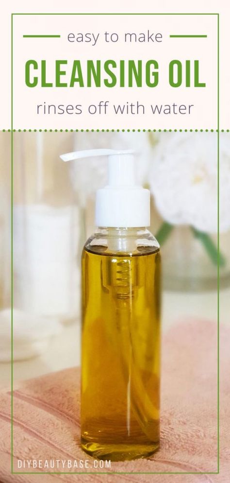 DIY Cleansing Oil recipe that is easy and inexpensive to make. This oil cleanser recipe contains a special emulsifier that allows the cleansing oil to rinse off with water only. It is very gentle and is suitable for every skin type (acne prone, oily skin, dry skin, sensitive skin). This is a DIY makeup remover and a DIY facial cleanser in one. #oilcleansing #diybeauty #diyfacewash Cleansing Oil Recipe, Oil Cleanser Recipe, Diy Cleansing Oil, Diy Oil Cleanser, Cleanser Recipe, Diy Face Cleanser, Oil Face Cleanser, Diy Facial Cleanser, Diy Cleanser