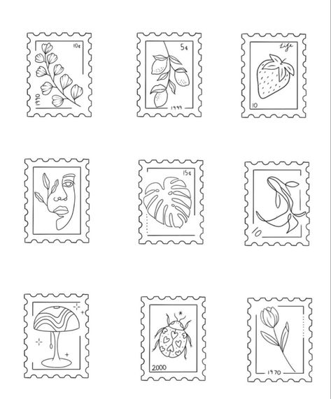 Floral Tattoo Border, Poppy Flower Stamp Tattoo, Fine Line Stamp Tattoo Ideas, Tulip Postage Stamp Tattoo, Stamp Tattoo Minimalist, Stamp Tattoo Ideas Design, Postage Stamp Tattoo Design, Stamps Tattoo Ideas, Post Stamp Tattoo Aesthetic