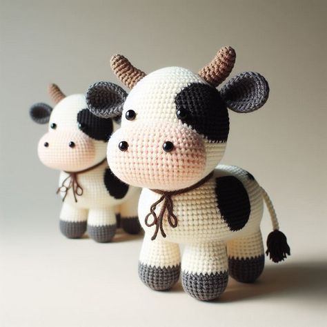 Crochet Pattern For Cow, Crochet Cows Cute, Funny Cow Crochet Pattern Free, Free Mini Cow Crochet Pattern, Cow Amigurumi Free Pattern Crochet, Amigurumi Cow Pattern Free, Amigurumi Farm Animals Free Pattern, Farm Animal Amigurumi, Baby Cow Crochet Pattern Free