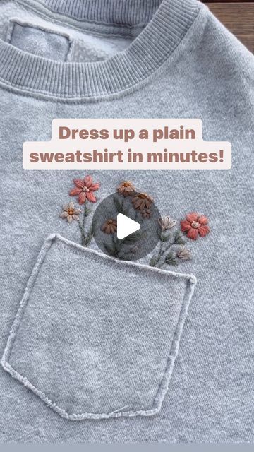 Missy Luukkonen on Instagram: "If you have wanted to try embroidering on clothing, we have the perfect thing just for you. Pre printed stick & stitch! You can stick them anywhere you want to embroider in clothing, shoes, towels and more! Simply peel, stick, stitch and rinse away when done! It’s that easy! Any stick & stich orders placed this weekend will ship before we leave on vacation this week, so grab yours now before we go and give it a try! I would love to see these flowers peeping out of jeans pockets, that would be so cute! 

The flowers used are from our botanical gardens collection and the coordinating thread pack. ❤️

#stickandstitch #embroidery #floralembroidery #handembroidery #embroideredclothing #embroidery #floralart #flowerappliqué #flowerembroidery #sweatshirt" Embroider Jeans Back Pocket, T Shirt Pocket Embroidery, Hand Embroidery On Jeans, Embroidery Sweater Diy, Embroidered Jeans Diy, Hand Embroidered Sweatshirt, Flower Embroidered Jeans, Sweater Diy, Pocket Embroidery
