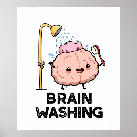 Brain Washing Funny Anatomy Pun features a cute brain taking a shower. Perfect pun gift for family and friends who love cute brain puns. Brain Decorations Ideas, Kdrama Food, Kid Doodles, Brain Puns, Anatomy Puns, Sanibel Shells, Tshirt Prints, Cheesy Puns, Candy Grams