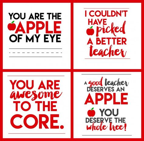 Free Apple for Teacher Printables                                                                                                                                                                                 More Apple Teacher Appreciation Printable, Apple Sayings For Teachers, Apple For Teacher, Apple Quotes, Volunteer Ideas, Apple For The Teacher, Apple Teacher Gifts, Sunshine Committee, Teacher Printables