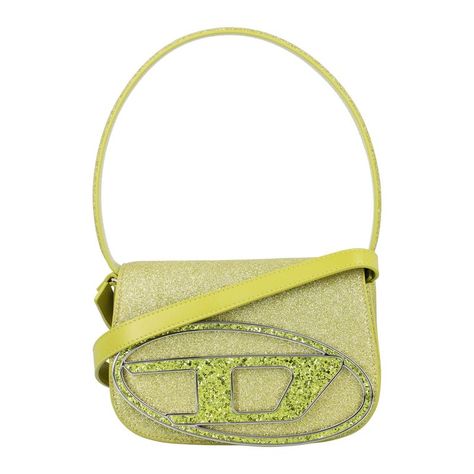 Stay On Trend And Stand Out With This Stylish 1dr Glitter Shoulder Handbag. This Must-Have Accessory From Diesel's Ss24 Collection Features A Striking Yellow Glitter Fabric That Will Add Sparkle To Any Outfit. With A Top Handle And Detachable Strap, This Bag Can Be Carried In Multiple Ways. The Main Compartment And Inner Pockets Provide Ample Space For All Your Essentials, While The Magnetic Flap Closure Keeps Everything Secure. The Metallic Logo At The Front Adds A Touch Of Luxury. Order Now An Diesel Bags, Diesel Bag, Yellow Glitter, Handbag For Women, Glitter Fabric, Yellow Bag, Shoulder Handbag, Fresh Start, Metallic Logo